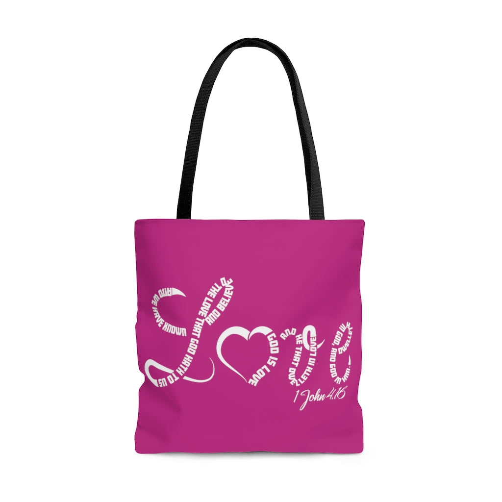 1 John 4:16 AOP Tote Bag - To Be Amor