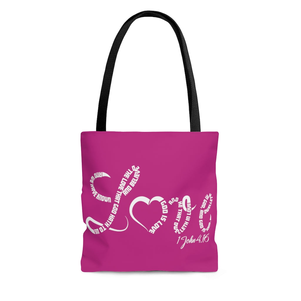 1 John 4:16 AOP Tote Bag - To Be Amor