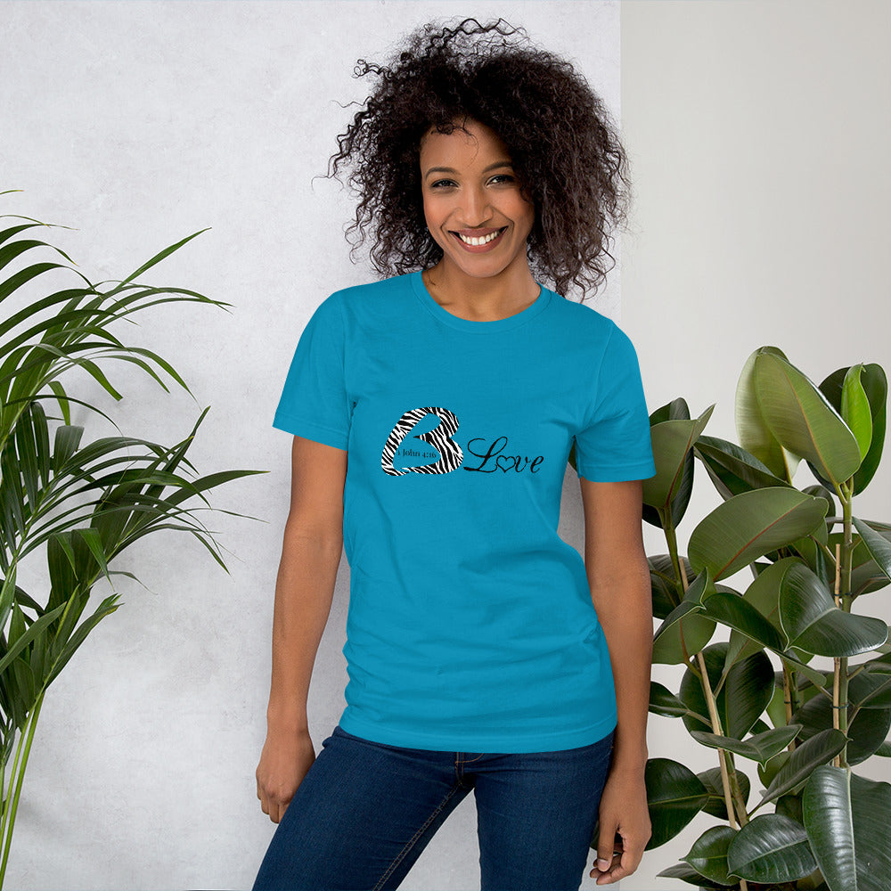 Unisex BLove Zebra black writing t-shirt - To Be Amor