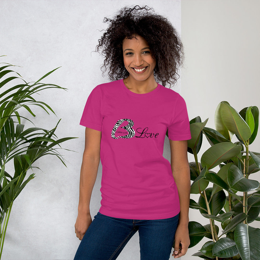 Unisex BLove Zebra black writing t-shirt - To Be Amor