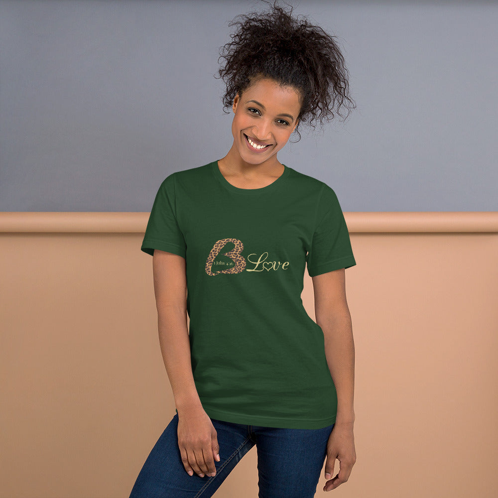 Unisex BLove Leopard in gold t-shirt - To Be Amor