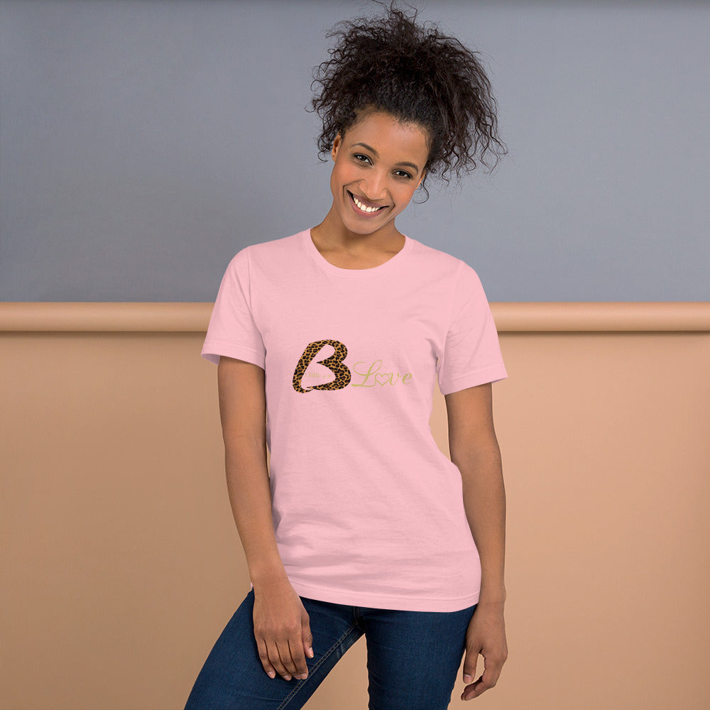 Unisex BLove Leopard in gold t-shirt - To Be Amor