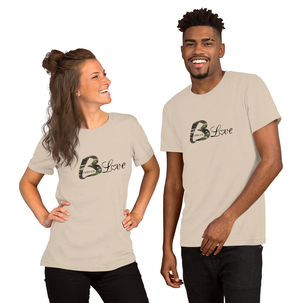 Unisex BLove Camo t-shirt - To Be Amor