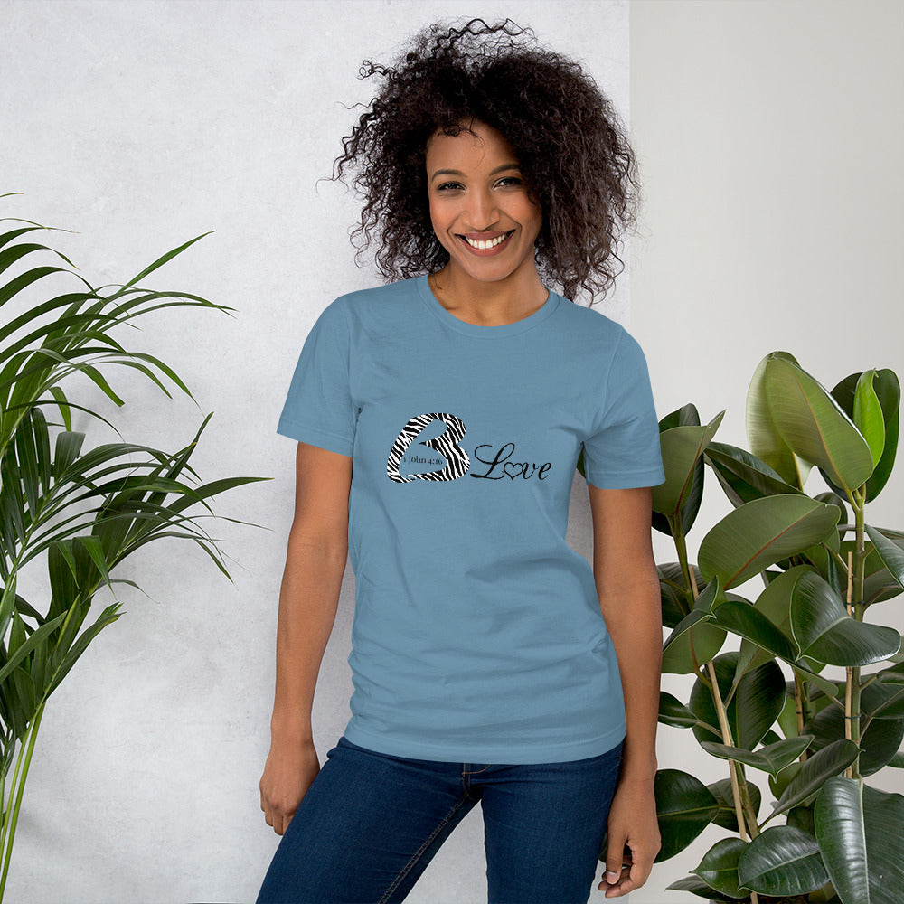Unisex BLove Zebra black writing t-shirt - To Be Amor
