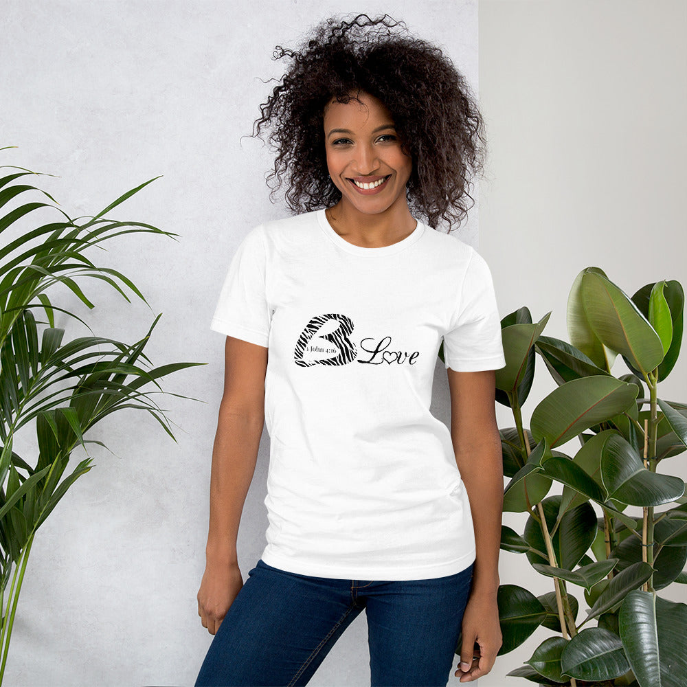 Unisex BLove Zebra black writing t-shirt - To Be Amor