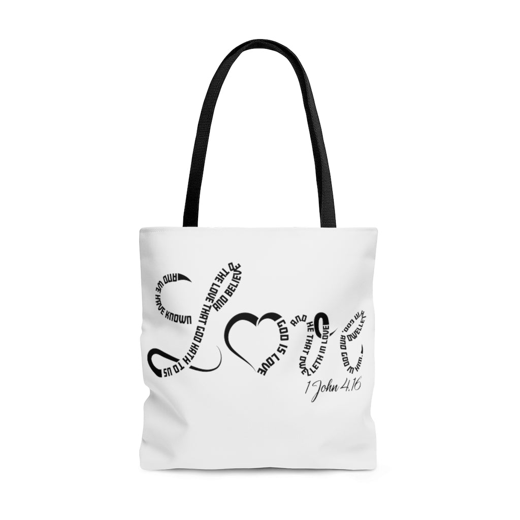 1 John 4:16 AOP Tote Bag - To Be Amor 