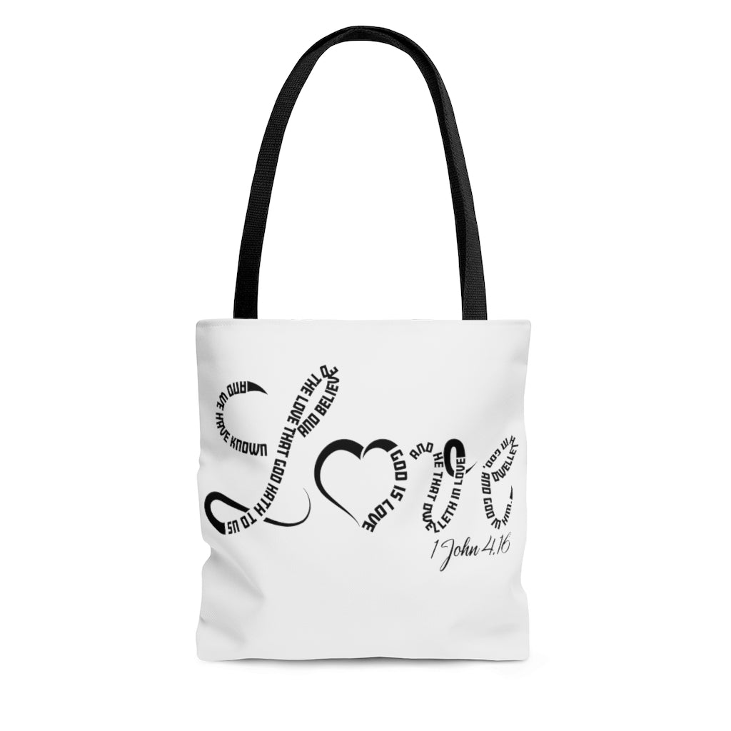 1 John 4:16 AOP Tote Bag - To Be Amor 