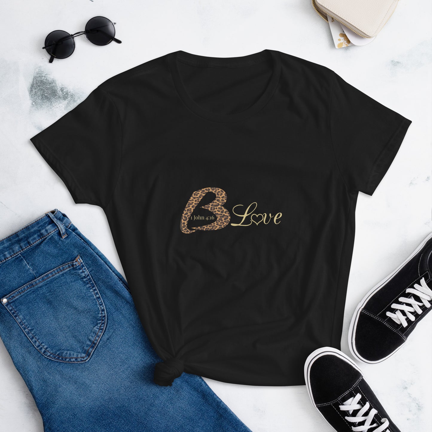 B Love Leopard print Leopard Women's short sleeve t-shirt - To Be Amor 