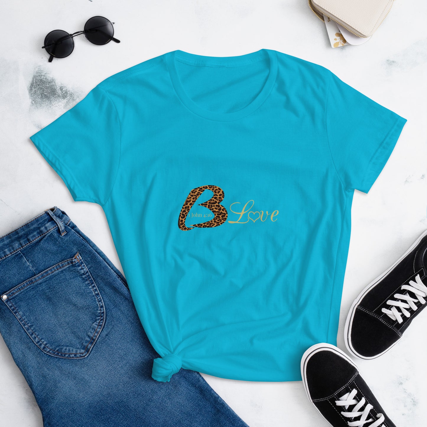 B Love Leopard print Leopard Women's short sleeve t-shirt - To Be Amor 